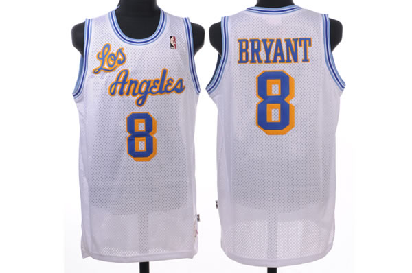 NBA Los Angeles Lakers 8 Kobe Bryant White Yellow Jersey